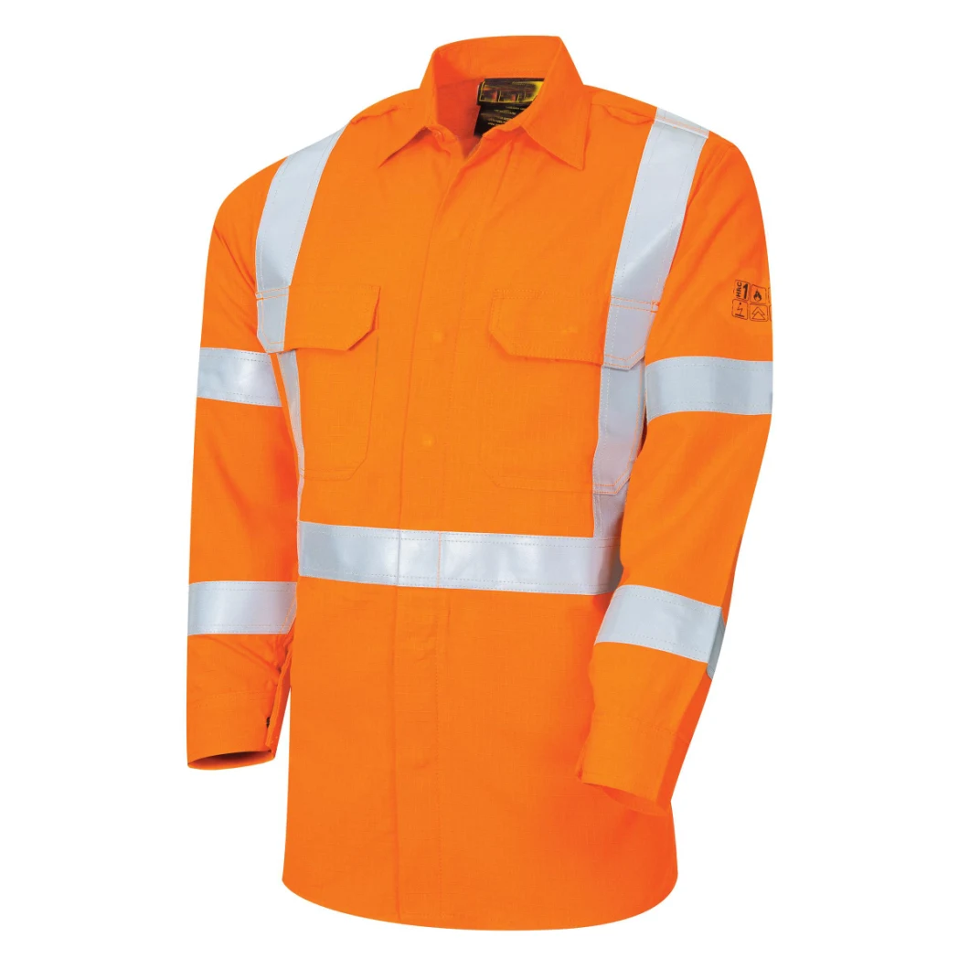 Cotton Customized Workwear Arc-Flash Protection Anti-Acid Meltproof Uniform Waterproof Oil Resistance Antistatic Permanent Fr Hi Vis Safety Jacket