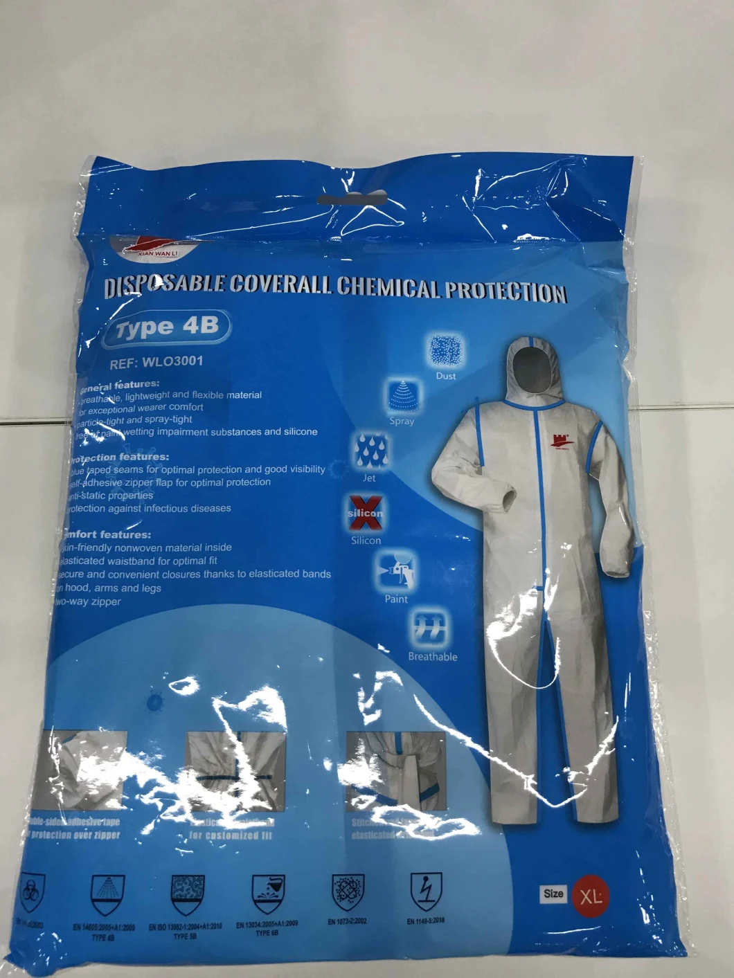 Type 3 4 5 6 Chemical/Flame Retardant/Fr/Microporous/PP/SMS/Industry Waterproof/Lab/Safety/Work/ Disposable Nonwoven Protective Coverall Cat3 CE En 14126 1149