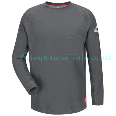 Camisa de trabalho de soldagem de algodão respirável de segurança Fr Camisas retardadoras de fogo de construção de manga comprida